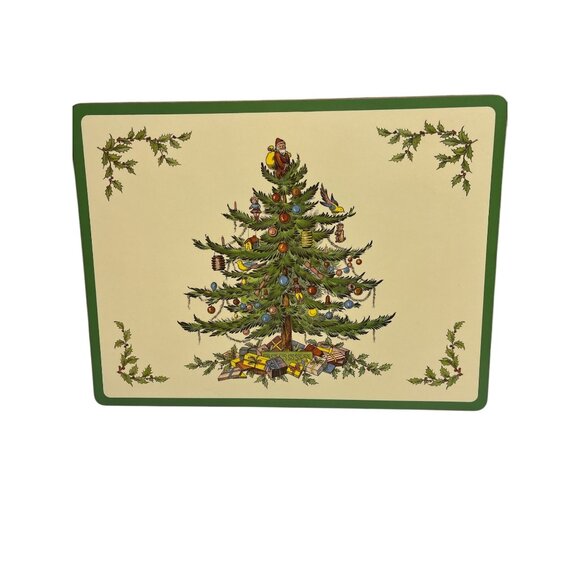 Spode Christmas Tree Dessert Tray & 4 Placemats Set - Picture 6 of 10